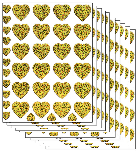 10ER Vorteilsangebot Herzen Herz Liebe gold Aufkleber Sticker metallic Glitzer Effekt für Kinder Basteln Kindergarten Geburtstag 10 Bogen 174