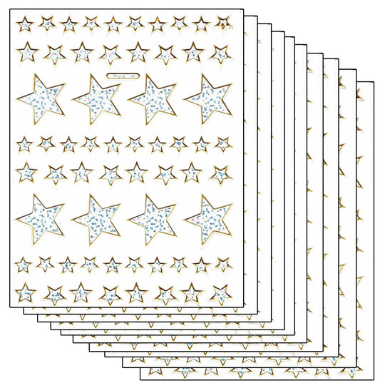 Ensemble économique 10 feuilles étoiles étoiles colorées 1080 autocollants effet scintillant métallique pour enfants artisanat maternelle anniversaire