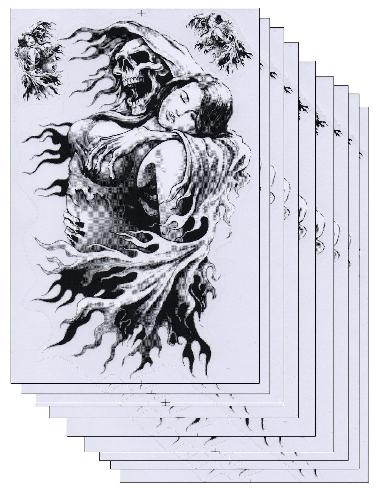 10ER Vorteilspack Totenkopf Sensemann Aufkleber Sticker Motorrad Moped Roller Skateboard Auto Tuning Modellbau selbstklebend 459