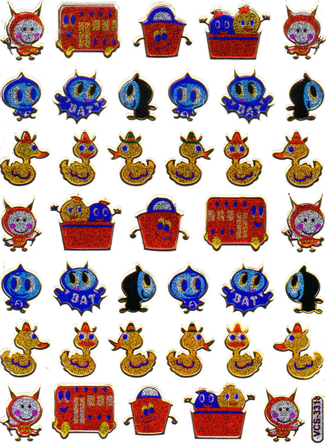 Chauve-souris de canard animaux colorés autocollants autocollants effet de paillettes métalliques artisanat pour enfants maternelle 1 feuille 06