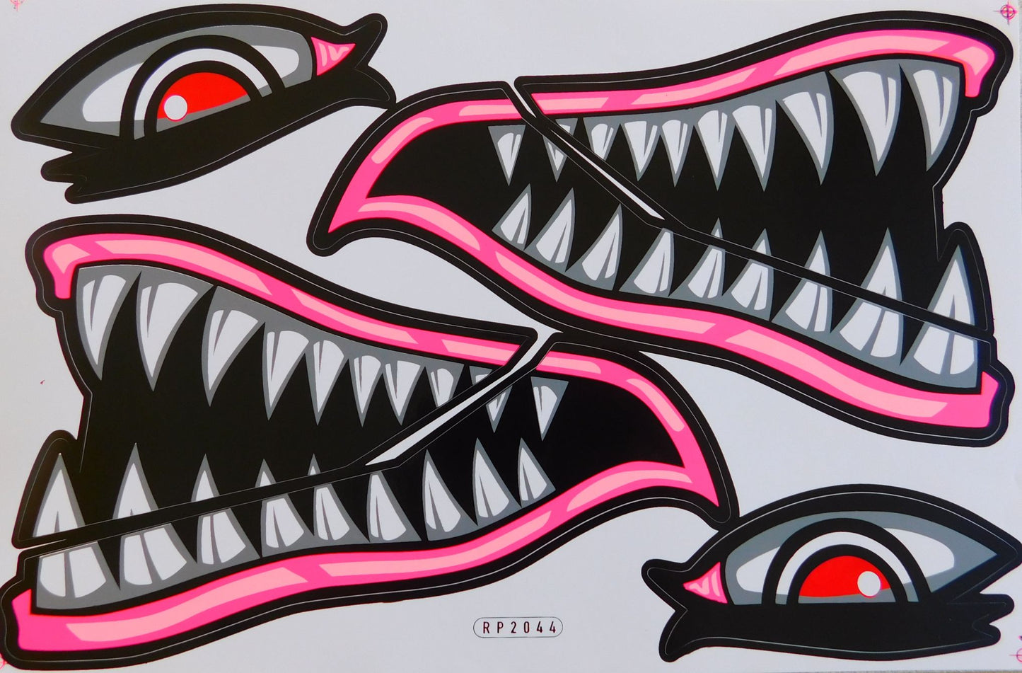 Requin bouche pharynx gullet dents autocollant moto scooter planche à roulettes voiture tuning modèle construction auto-adhésif 101