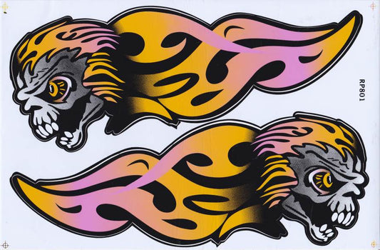 Flammen Totenkopf Skull Aufkleber Sticker Motorrad Roller Skateboard Auto Tuning Modellbau selbstklebend 122