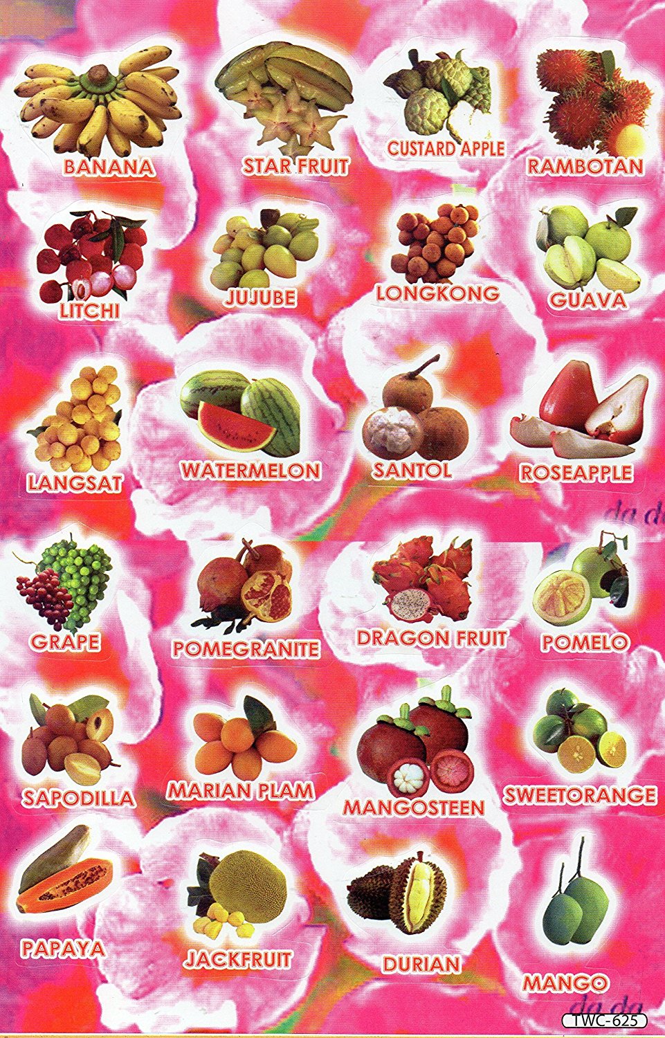 Früchte Wassermelonen Banane Weintrauben Mango Aufkleber Sticker für Kinder Basteln Kindergarten Geburtstag 1 Bogen 232