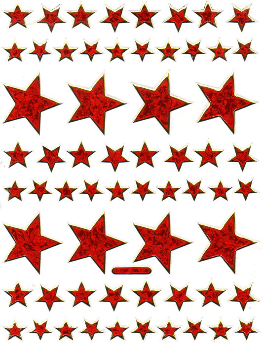 Sterne Stern rot Aufkleber Sticker metallic Glitzer Effekt für Kinder Basteln Kindergarten Geburtstag 1 Bogen 235