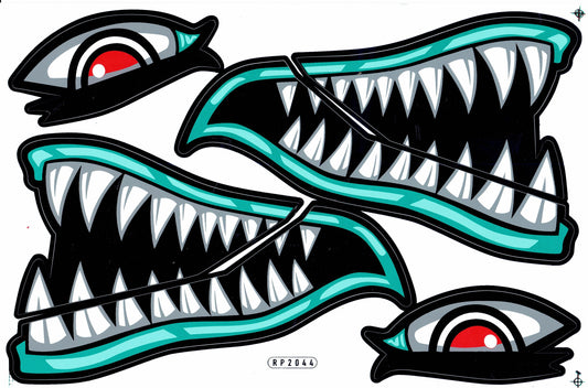 Requin bouche pharynx gullet dents autocollant moto scooter planche à roulettes voiture tuning modèle construction auto-adhésif 275