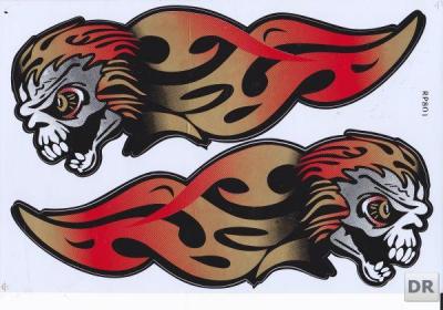 Flammen Schädel Totenkopf Skull Aufkleber Sticker Motorrad Roller Skateboard Auto Tuning Modellbau selbstklebend 284