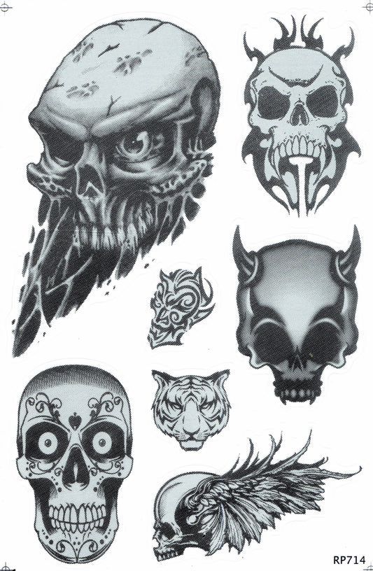 Teufel Schädel Totenkopf Skull Aufkleber Sticker Motorrad Roller Skateboard Auto Tuning Modellbau selbstklebend 291