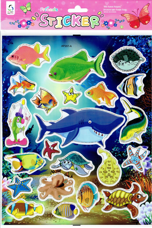 Poisson Poisson Mer Créatures Animaux Autocollants Colorés pour Enfants Artisanat Maternelle Anniversaire 1 Feuille 293