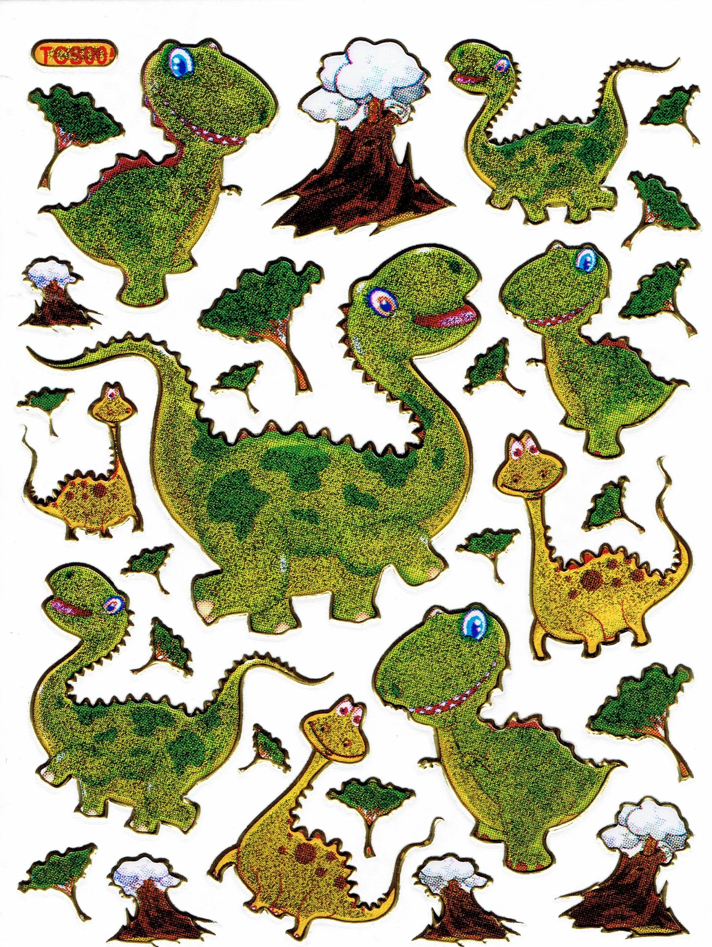 Dino Dinosaure Jurassic T-Rex Animaux Autocollants Effet Paillettes Métalliques Enfants Artisanat Maternelle 1 feuille 305