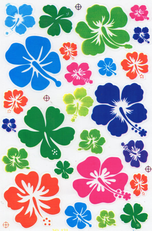 Orchideen Hibiskus Blumen Pflanzen Aufkleber Sticker für Kinder Basteln Kindergarten Geburtstag 1 Bogen 316