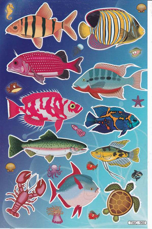 Fish Sticker Set for Kids - Colorful Aquarium & Sea Fish Stickers for Crafts and Decoration
