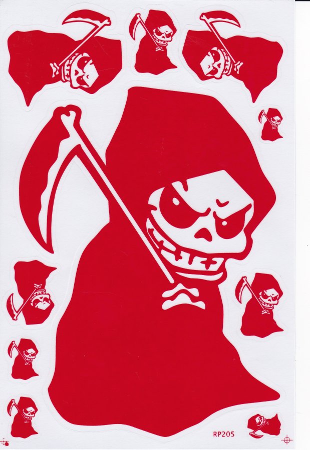 Sensemann Totenkopf Skull Aufkleber Sticker Motorrad Roller Skateboard Auto Tuning Modellbau selbstklebend 413