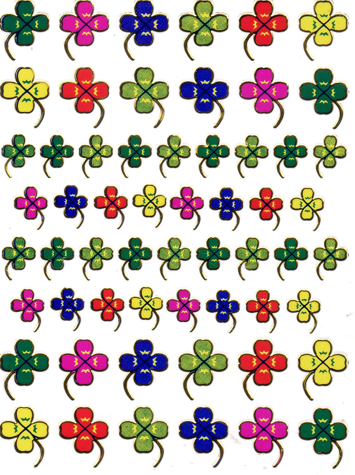 Kleeblätter Klee Glücksbringer Glück bunt Aufkleber Sticker metallic Glitzer Effekt Kinder Basteln Kindergarten 1 Bogen 442