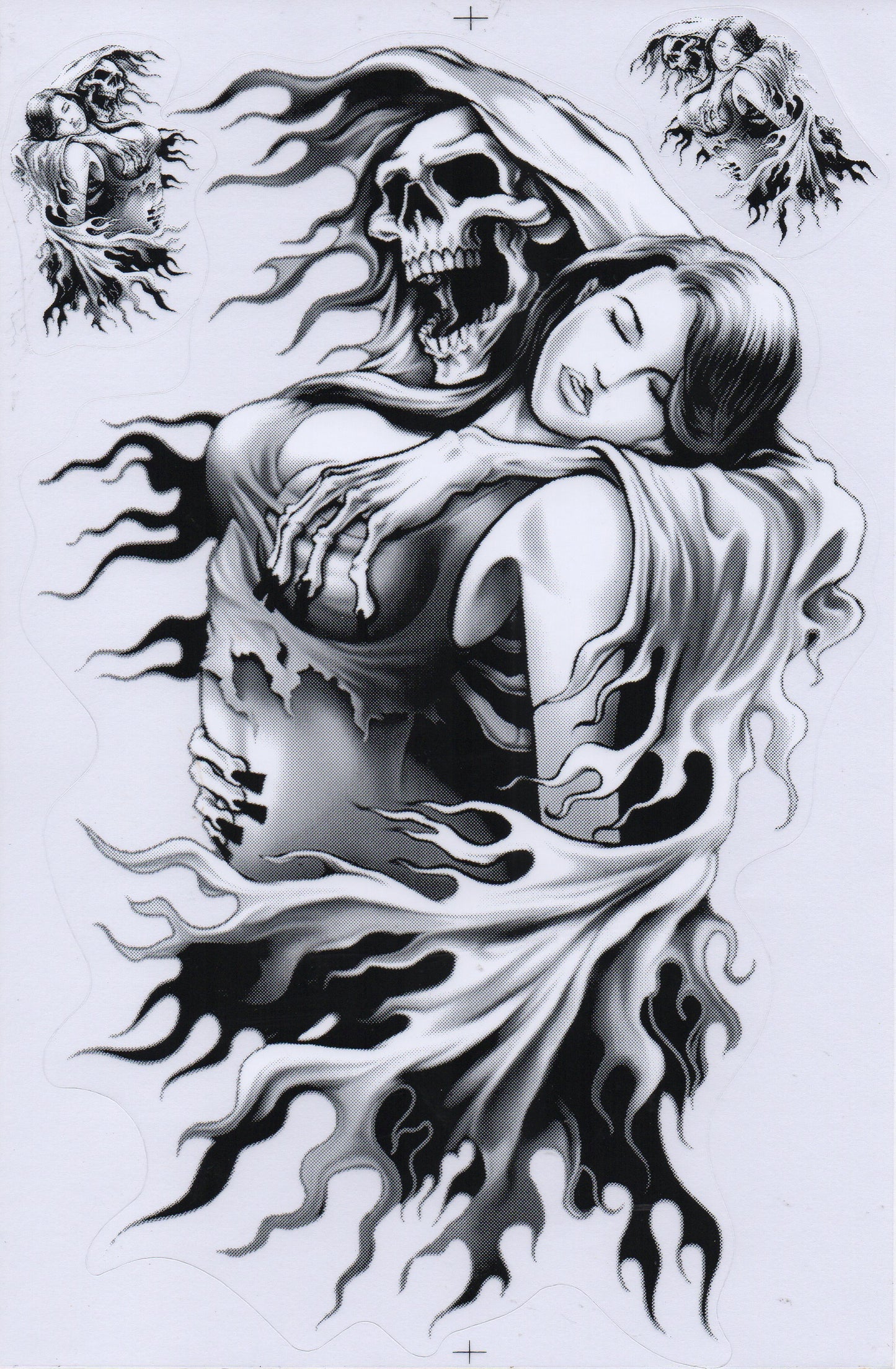 Grim Reaper Femme Crâne Autocollant Moto Scooter Planche À Roulettes Voiture Tuning Modèle Bâtiment Auto-Adhésif 524