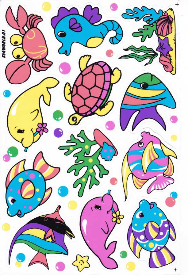 Poissons mer aquarium poissons animaux autocollants pour enfants artisanat maternelle anniversaire 1 feuille 489