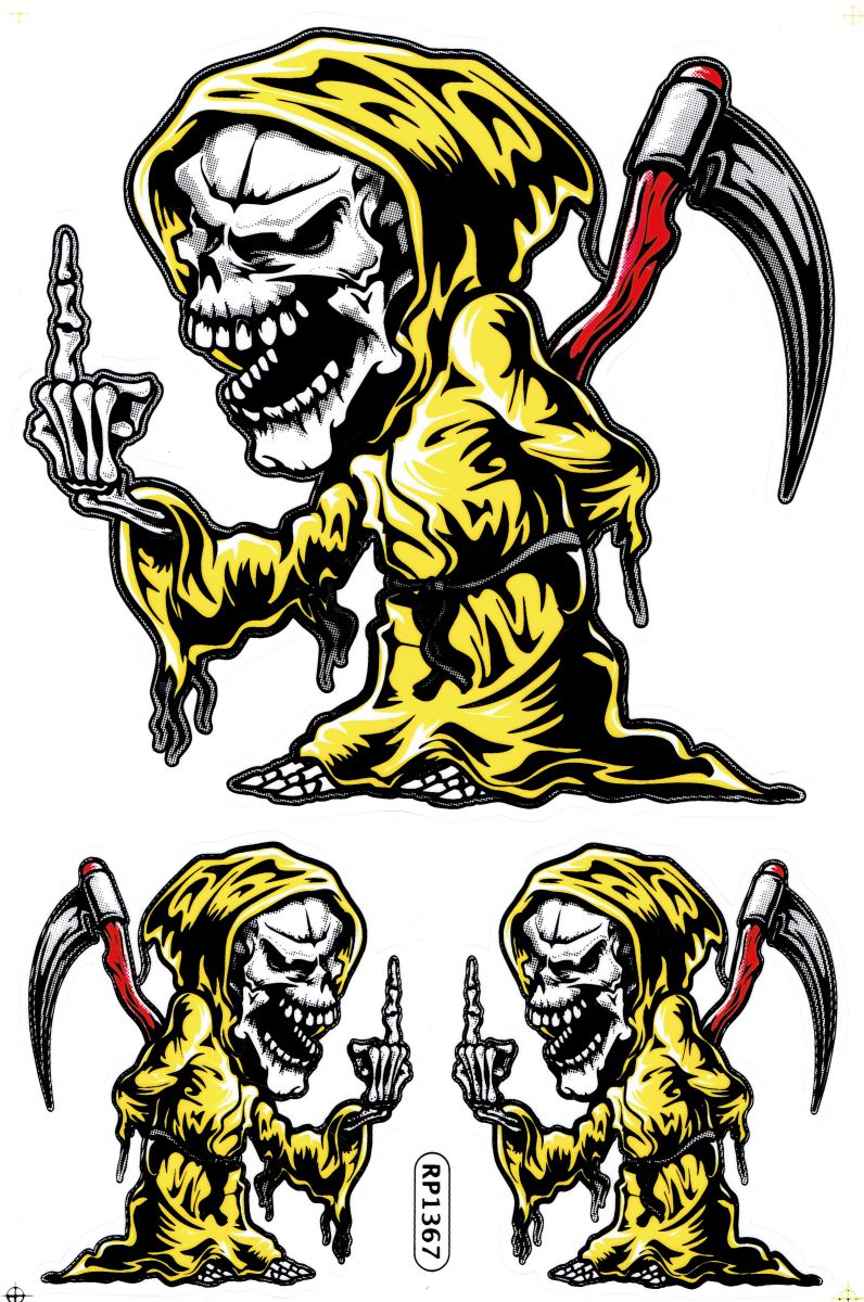 Grim Reaper Crâne Autocollant Moto Scooter Planche À Roulettes Voiture Tuning Modèle Bâtiment Auto-Adhésif 506