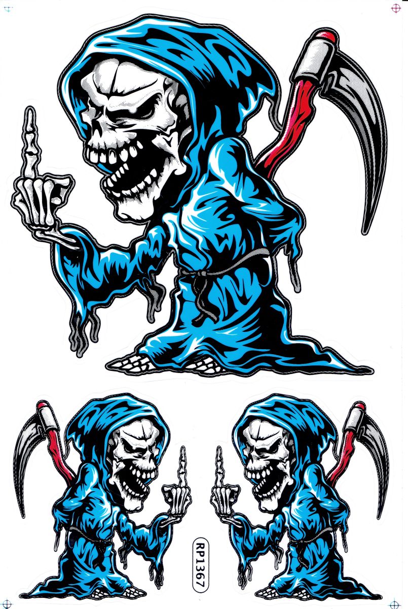 Grim Reaper Skull Sticker Motorbike Scooter Skateboard Car Tuning Model Building Self-Adhesive 509