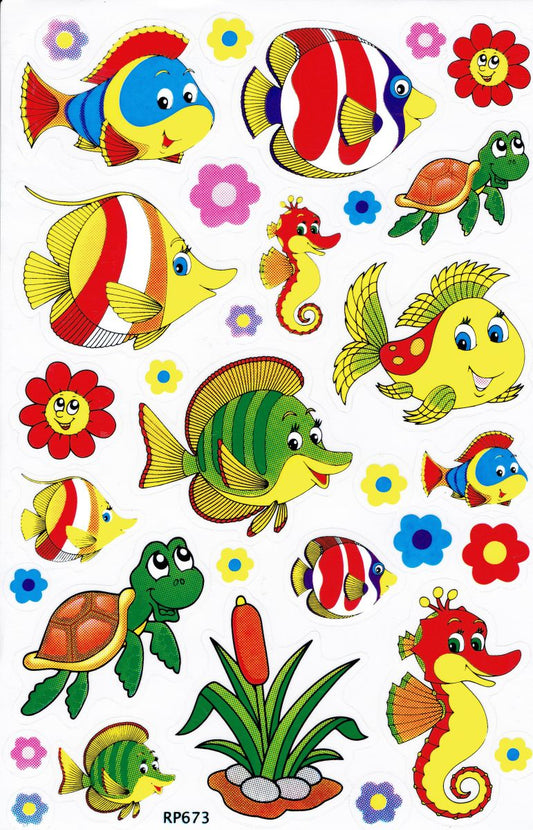 Poissons mer aquarium poissons animaux autocollants pour enfants artisanat maternelle anniversaire 1 feuille 510