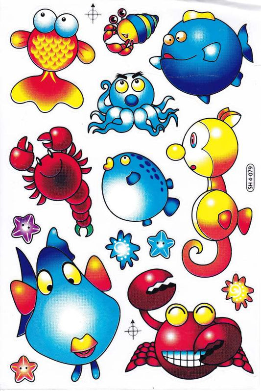 Poissons mer aquarium poissons animaux autocollants pour enfants artisanat maternelle anniversaire 1 feuille 511