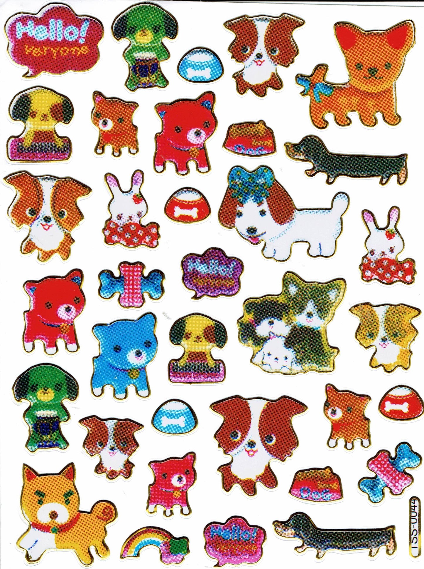 Chiens Chiot Animaux Colorés Autocollants Effet Paillettes Métalliques Enfants Artisanat Maternelle 1 feuille 516