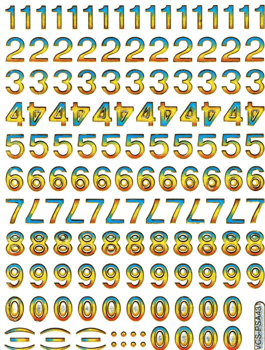 Numbers colorful 123 height 9 mm sticker sticker metallic glitter effect school office folder children craft kindergarten 1 sheet 523