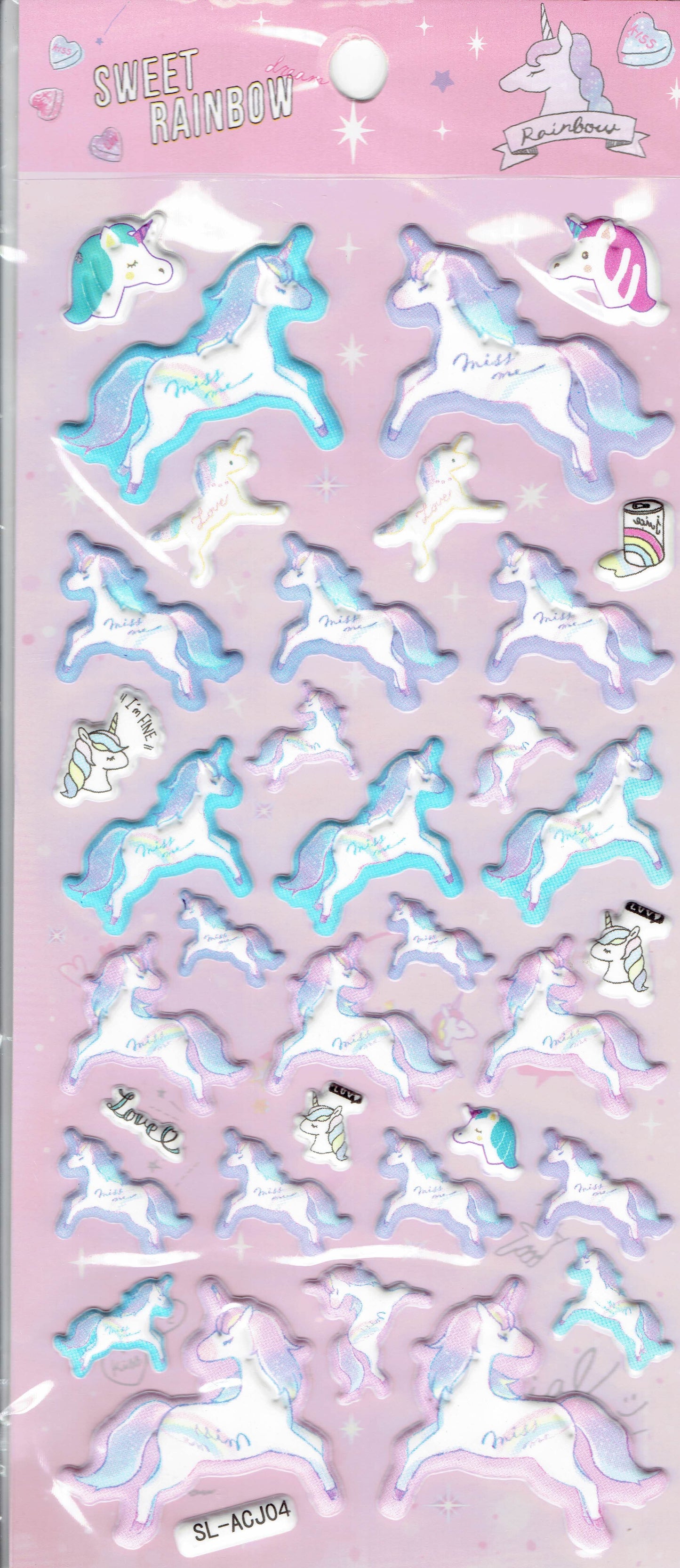 3D licorne créatures mythiques autocollants de conte de fées pour enfants artisanat maternelle anniversaire 1 feuille 544