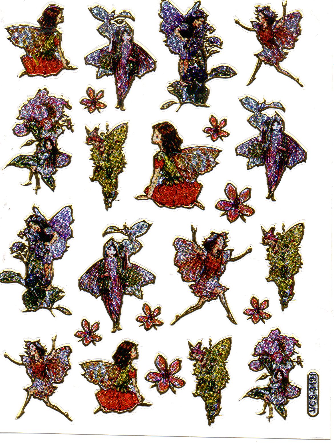 Elf Fairy Sticker Metallic Glitter Effect School Office Folder Children Crafts Kindergarten 1 sheet 553
