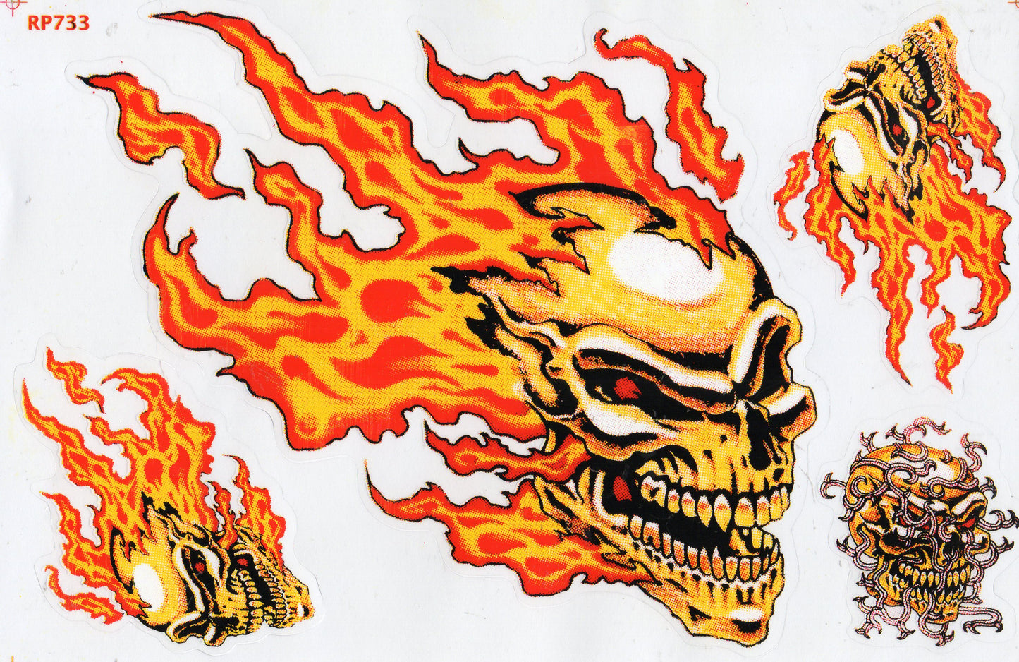 Totenkopf Schädel Flammen Aufkleber Motorrad Fahrrad Skateboard Auto Tuning selbstklebend 432