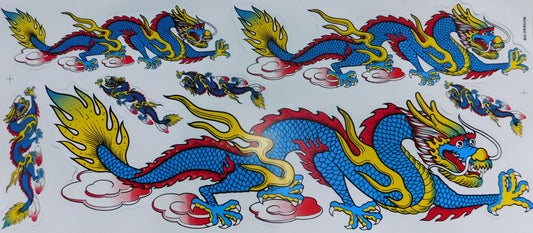 Dragon vert extra grand film autocollant 1 feuille 530 mm x 230 mm résistant aux intempéries moto scooter skateboard voiture tuning auto-adhésif LS003