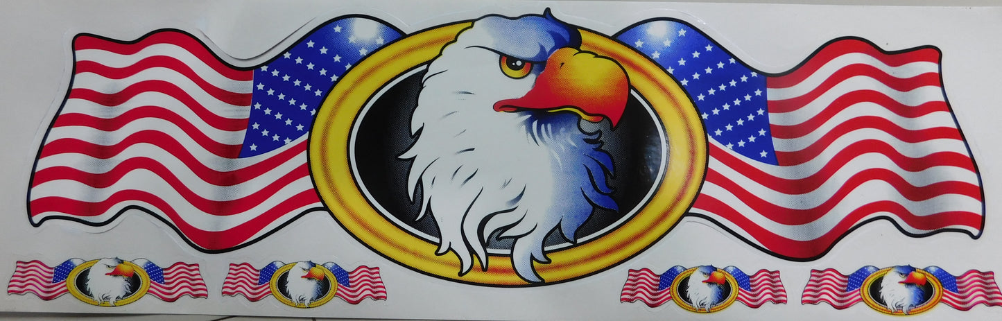 Adler Falke USA Flammen Feuer Sticker Aufkleber Folie 1 Blatt 530 mm x 170 mm wetterfest Motorrad Roller Skateboard Auto Tuning selbstklebend