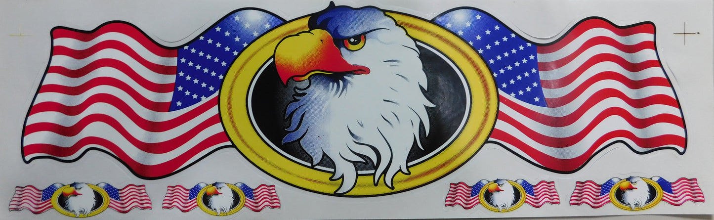Adler Falke USA Flammen Feuer Sticker Aufkleber Folie 1 Blatt 530 mm x 170 mm wetterfest Motorrad Roller Skateboard Auto Tuning selbstklebend