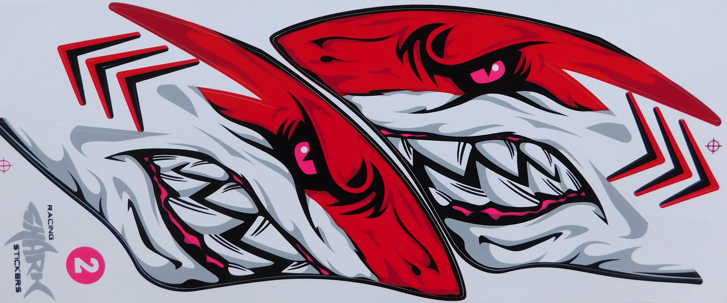Shark Flame Red Sticker Decal Film 1 Sheet 350mm x 150mm Weatherproof Motorcycle Scooter Skateboard Car Tuning Self-Adhesive