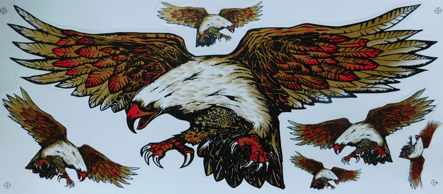 Adler Grosse Flammen Feuer braun Sticker Aufkleber Folie 1 Blatt 530 mm x 230 mm wetterfest Motorrad Roller Skateboard Auto Tuning selbstklebend FL092