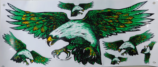 Adler Falke grün extra big Sticker Aufkleber Folie 1 Blatt 530 mm x 230 mm wetterfest Motorrad Roller Skateboard Auto Tuning selbstklebend