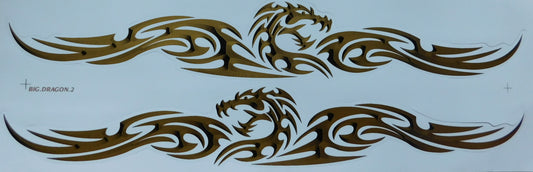 Drachen Grosse Flammen Feuer gold Sticker Aufkleber Folie 1 Blatt 530 mm x 170 mm wetterfest Motorrad Roller Skateboard Auto Tuning selbstklebend FL099