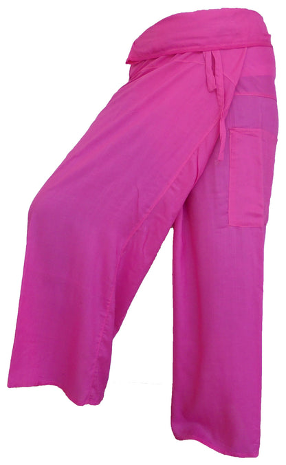 Vielfarbige Fischerhosen: Moderne, geschlechtsneutrale Thai Fisherman Pants aus leichtem Stoff für Yoga und Massage.