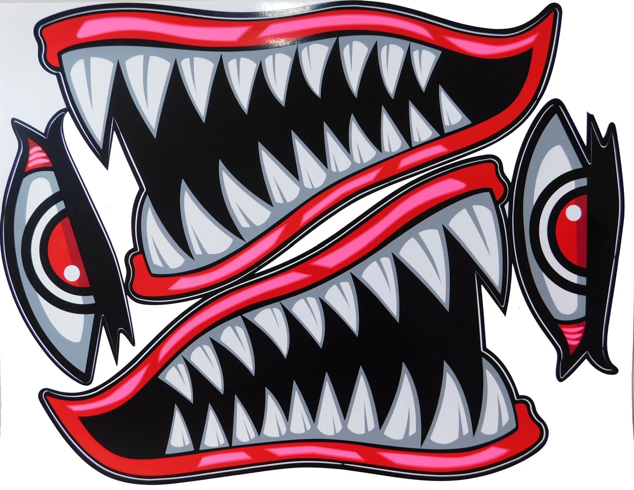 BIG SIZE Hai Maul Rachen Schlund Zähne pink Aufkleber Sticker Motorrad Roller Skateboard Auto Tuning Modellbau selbstklebend FSB108