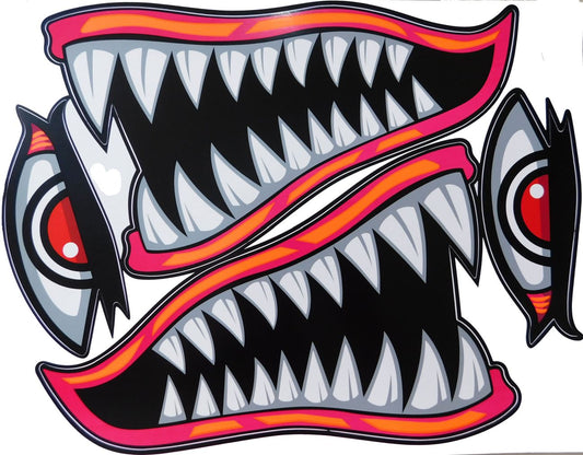 BIG SIZE Hai Maul Rachen Schlund Zähne pink Aufkleber Sticker Motorrad Roller Skateboard Auto Tuning Modellbau selbstklebend FSB109
