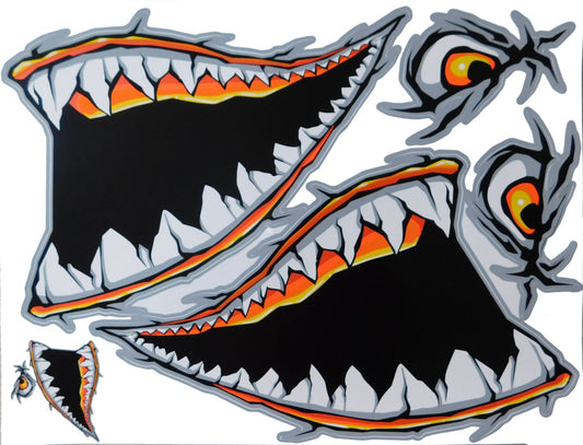BIG SIZE Hai Maul Rachen Schlund Zähne orange Aufkleber Sticker Motorrad Roller Skateboard Auto Tuning Modellbau selbstklebend FSB112