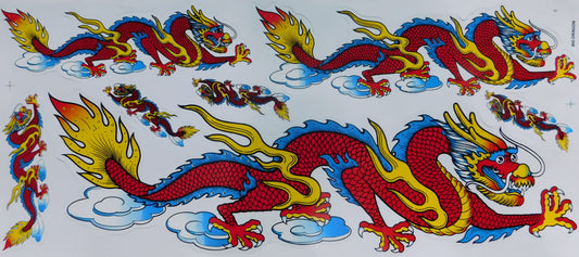 Dragon vert extra grand film autocollant 1 feuille 530 mm x 230 mm résistant aux intempéries moto scooter skateboard voiture tuning auto-adhésif LS003