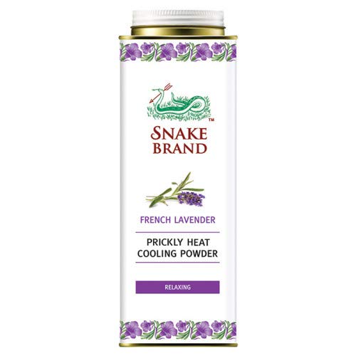 Snake Brand Prickly Heat Cooling Powder Lavande Française 280g – Poudre corporelle rafraîchissante de Thaïlande