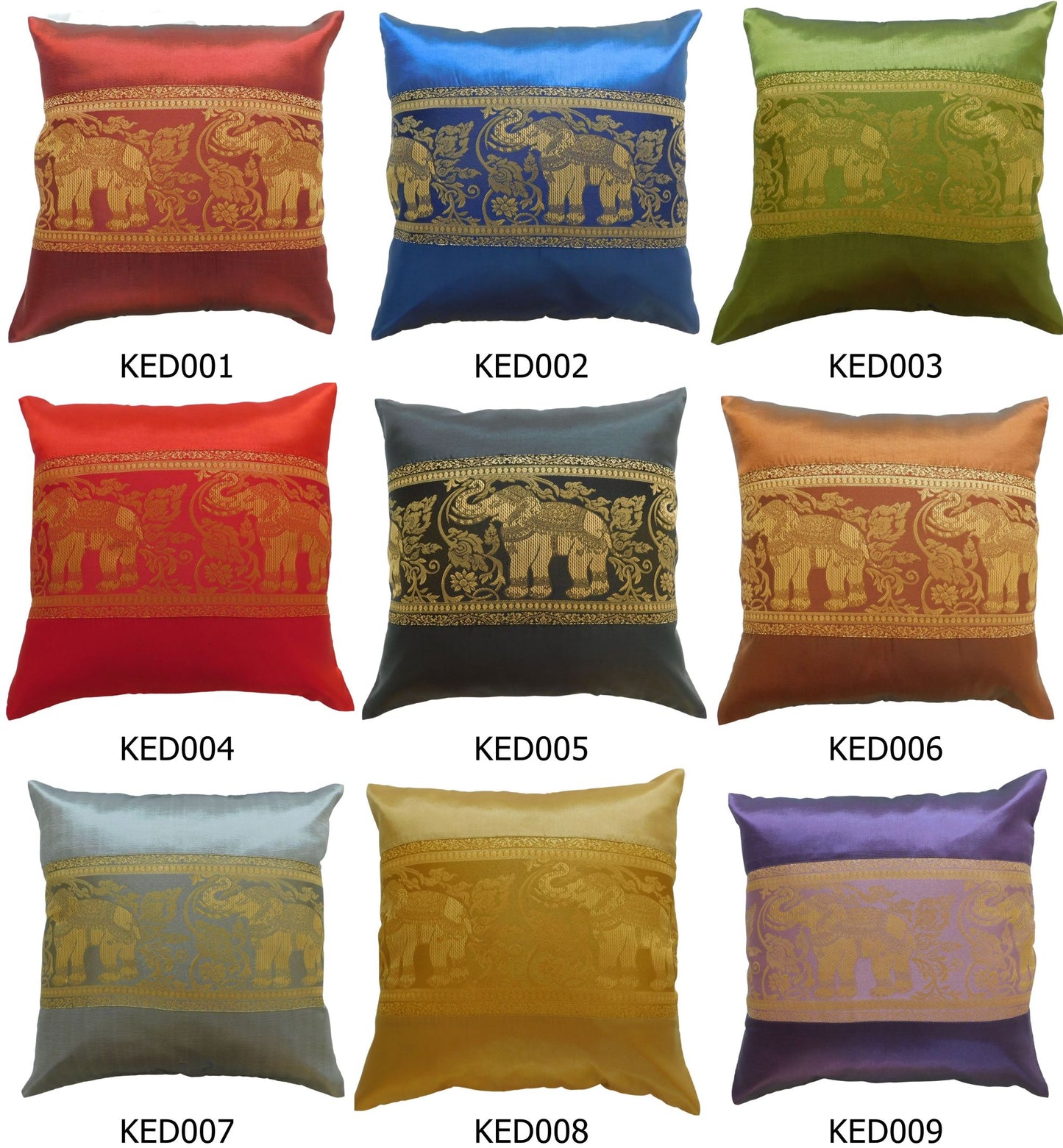 Housse de coussin motif éléphant uni 40x40cm/15.5x15.5in différentes couleurs canapé-lit en soie thaïlandaise chaise de jardin