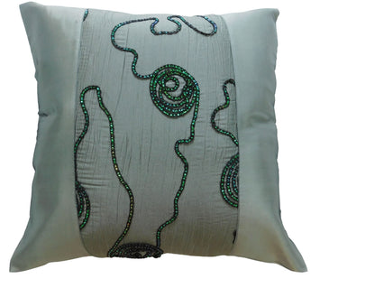 Cushion Cover Motif Flowers Ivy Various Colors 40x40cm/15.5x15.5in Thai Silk Sofa Bed Garden Chair
