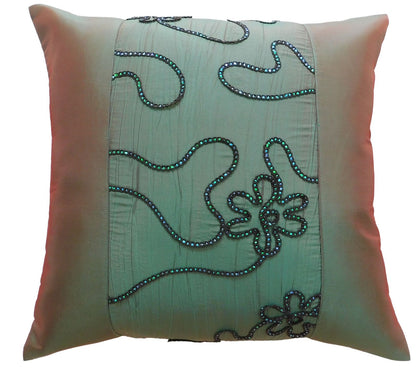 Cushion Cover Motif Flowers Ivy Various Colors 40x40cm/15.5x15.5in Thai Silk Sofa Bed Garden Chair