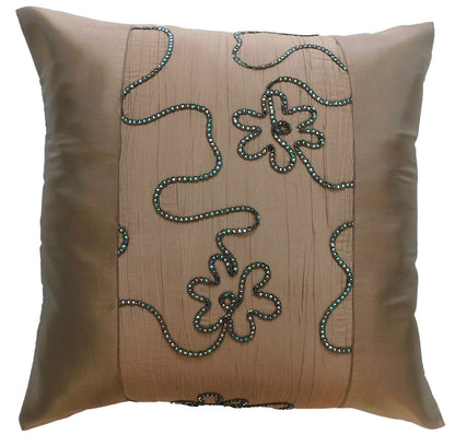 Cushion Cover Motif Flowers Ivy Various Colors 40x40cm/15.5x15.5in Thai Silk Sofa Bed Garden Chair