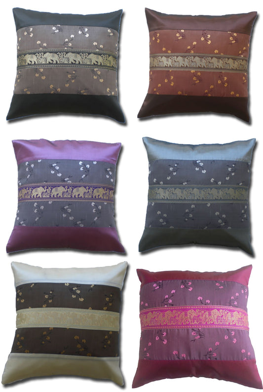 Kissen Kissenbezug Motiv Blumen Elefanten verschiedene Farben 40x40cm/15.5x15.5in Thai Seide Sofa Bett Gartenstuhl