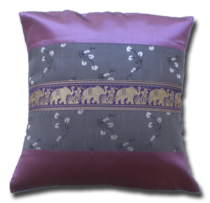 Pillow Cushion Cover Motif Flowers Elephants Various Colors 40x40cm/15.5x15.5in Thai Silk Sofa Bed Garden Chair