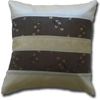 Pillow Cushion Cover Motif Flowers Elephants Various Colors 40x40cm/15.5x15.5in Thai Silk Sofa Bed Garden Chair