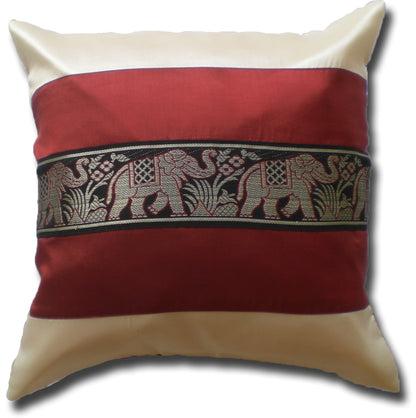Cushion cover elephant motif two-tone different colors 40x40cm/15.5x15.5in Thai silk sofa bed garden chair