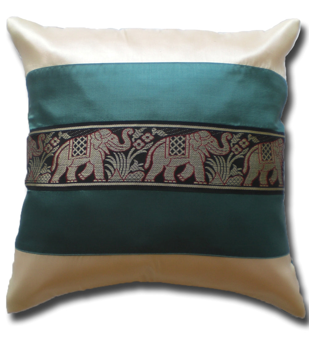 Cushion cover elephant motif two-tone different colors 40x40cm/15.5x15.5in Thai silk sofa bed garden chair